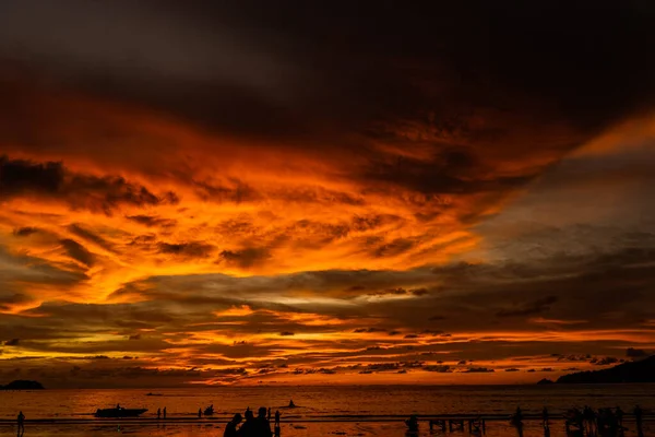 Obloha Pozadí Západ Slunce Silueta Jako Série Filmu Phuket Thajsko — Stock fotografie
