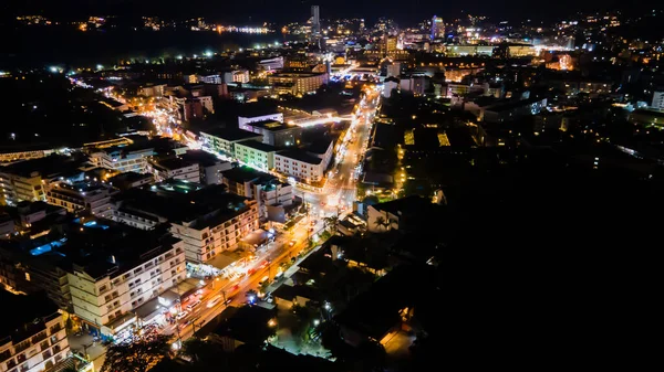 Blick Aus Der Vogelperspektive Auf Die Patong Road Bei Nacht — Stockfoto