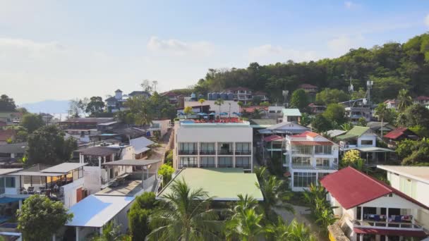 Casas Cámaras Video Drones Aldeanos Comunidades Isla Phuket Tailandia Cerca — Vídeos de Stock