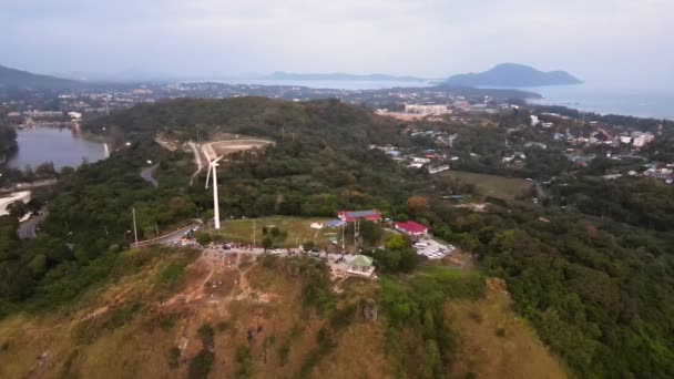 Phuket Best View Point Sunset Windmill Cape Thailand Vista Aerea — Video Stock