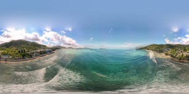 Panorama, hava aracı manzarası, önemli Phuket, karon plajı, Tayland, dinlenmek için güzel plaj, güzel gökyüzü, temiz su.