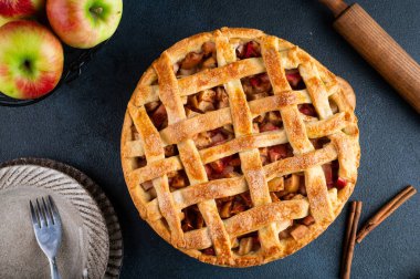 Ev yapımı elmalı turta. Elmalı Amerikan turtası. Yüksek kalite fotoğraf