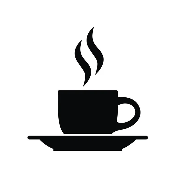 Flat Design Illustration Cup Coffee Tea Smoke Black White Icon — Vector de stock