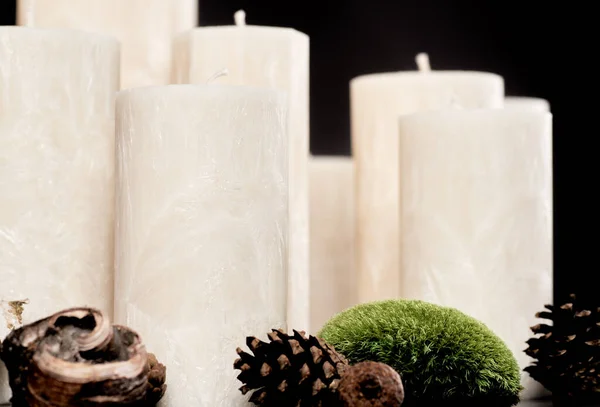 Set Natural Ecological Palm Wax Candles Crystalline Texture Surface — Stock Photo, Image
