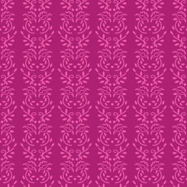 Pembe ve morumsu duvar dekoru olarak mühür deseni. Çiçek yineleyen süs - vektör