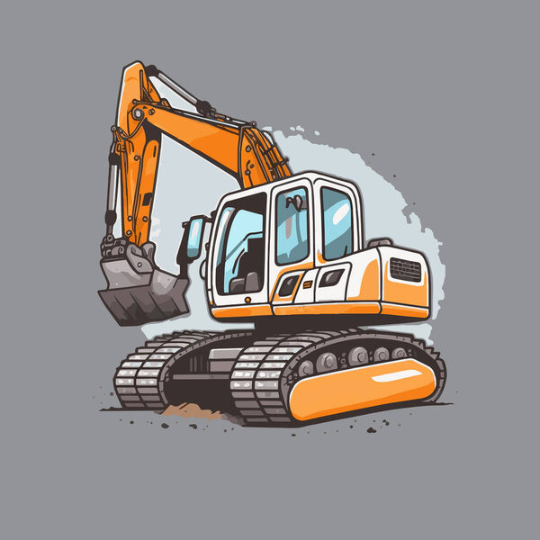Illustration Vector of end loader vehicle. bulldozer quarry machine. stone wheel yellow digger. backhoe front loader truck. work tractor excavator. vector illustration.