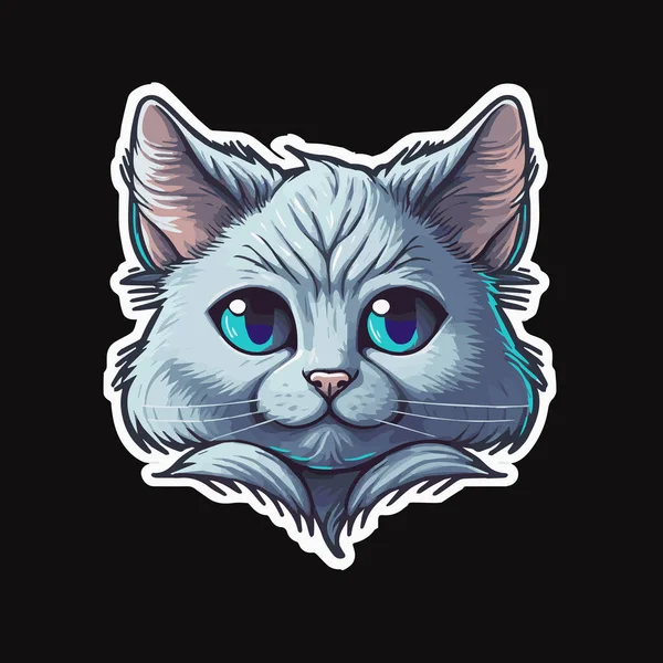 Płaski Słodkie Uśmiech Kot Twarz Wektor Ilustracja Kotek Portret Głowa — Wektor stockowy