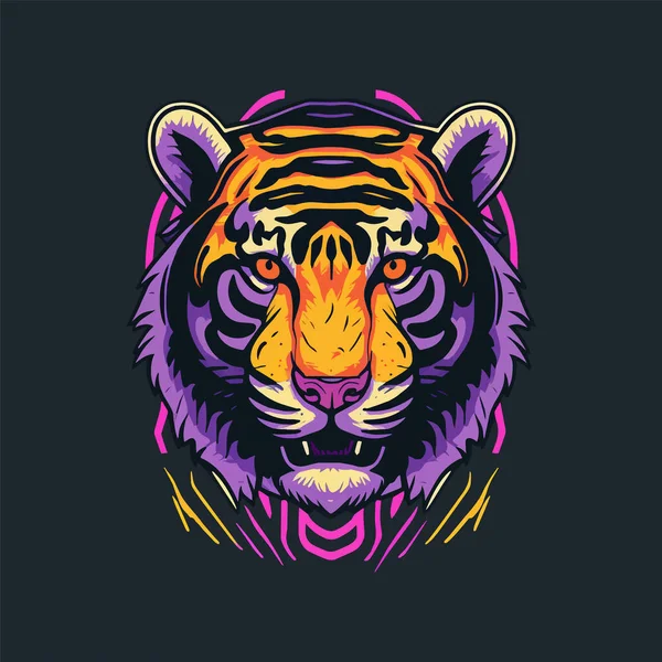 Illustrazione Del Logo Dell Emblema Tiger Face Logo Sport Shirt — Vettoriale Stock