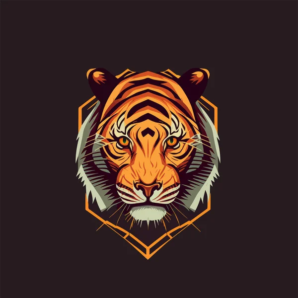 Tiger Face Embleem Logo Illustratie Voor Sport Logo Shirt Mascotte — Stockvector