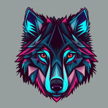 Wolf Face Illustration Logo Design for Poster, Banner, Mascot clipart