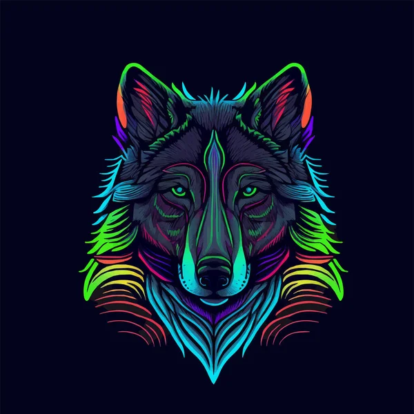 Wolf Face Illustration Logo Tasarımı Poster Banner Maskot — Stok Vektör
