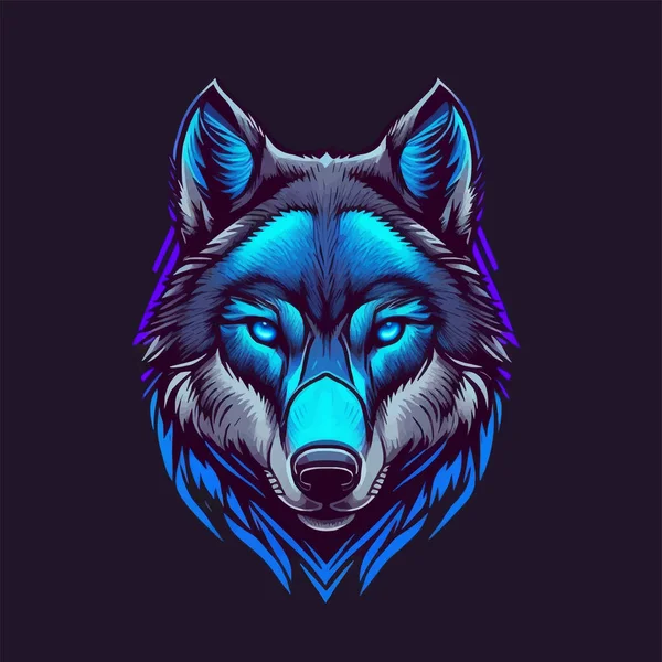 Wolf Face Illustration Λογότυπο Σχεδιασμός Για Αφίσα Banner Μασκότ — Διανυσματικό Αρχείο