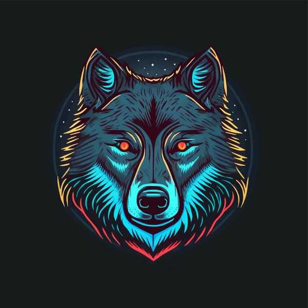 Wolf Face Illustration Logo Tasarımı Poster Banner Maskot — Stok Vektör