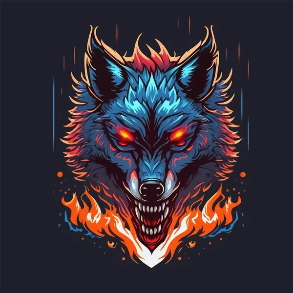 Wolf Face Illustration Λογότυπο Σχεδιασμός Για Αφίσα Banner Μασκότ — Διανυσματικό Αρχείο