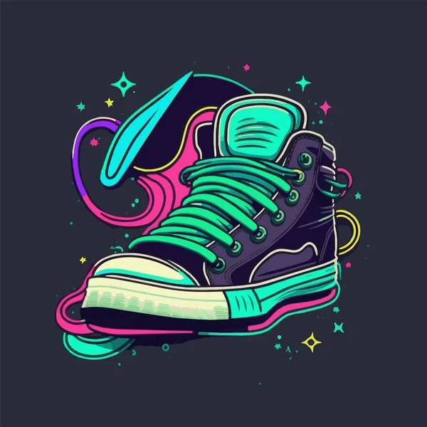 Sneakers Çizimi Izole Edilmiş Basketbol Ayakkabısı Çizgisel Silueti Spor Ayakkabı — Stok Vektör