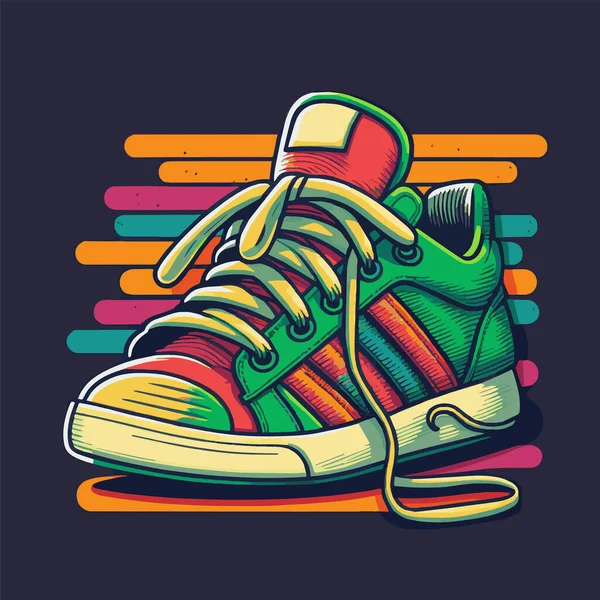 Иллюстрация Кроссовок Изолированная Линейный Силуэт Баскетбольной Обуви Логотип Магазина Кроссовок — стоковый вектор