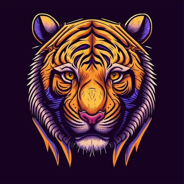 Tiger Face Embleem Logo Illustratie Voor Sport Logo Shirt Mascotte — Stockvector