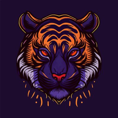 Tiger Face amblem logosu logosu spor logosu, tişört ya da maskot için