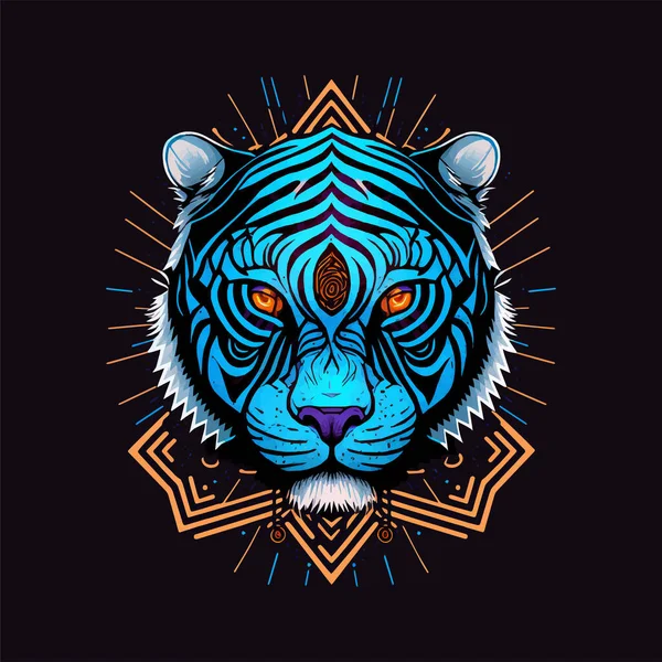 Illustration Logo Emblème Tiger Face Pour Logo Sport Shirt Mascotte — Image vectorielle