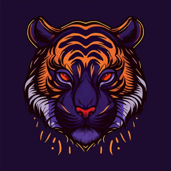 Tiger Face Amblem Logosu Logosu Spor Logosu Tişört Maskot Için — Stok Vektör