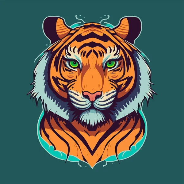 Ilustração Logotipo Emblema Cara Tigre Para Logotipo Esporte Shirt Mascote —  Vetores de Stock