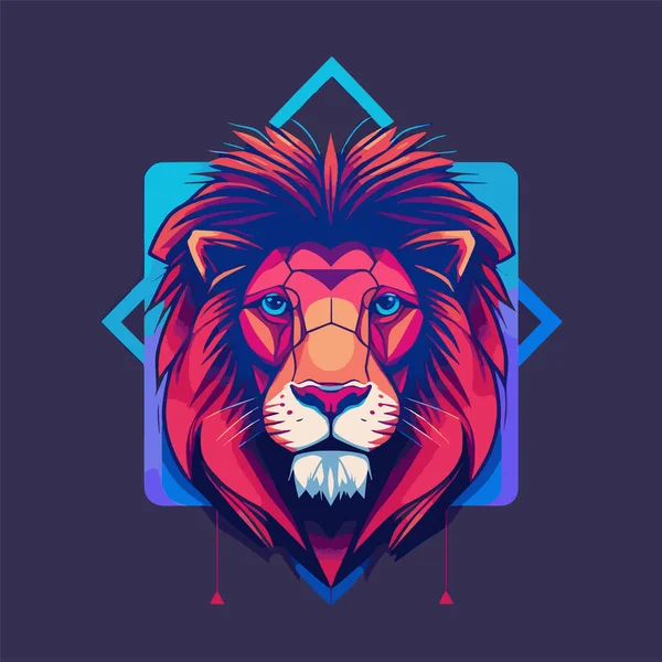 Illustration Logo Visage Tête Lion Pour Icône Mascotte — Image vectorielle