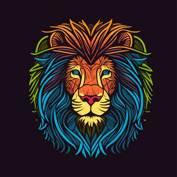 Löwenkopf Gesicht Logo Abzeichen Illustration Für Ikone Oder Maskottchen — Stockvektor