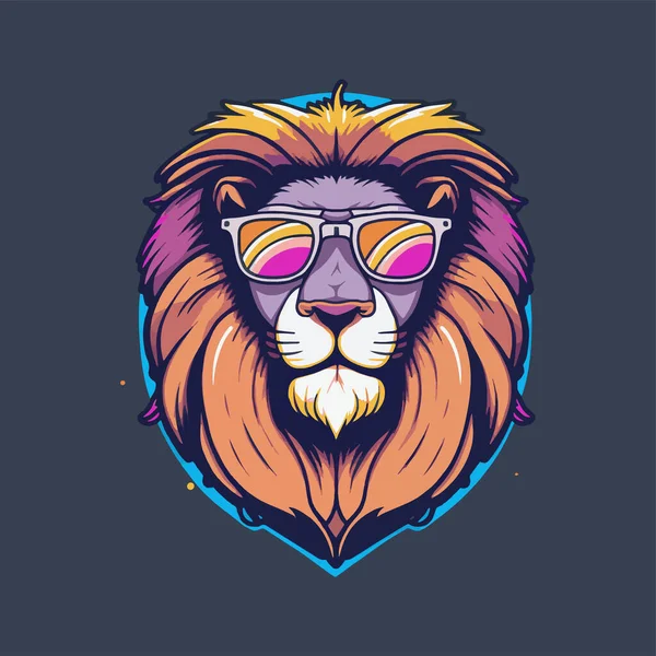 Illustration Logo Visage Tête Lion Pour Icône Mascotte — Image vectorielle