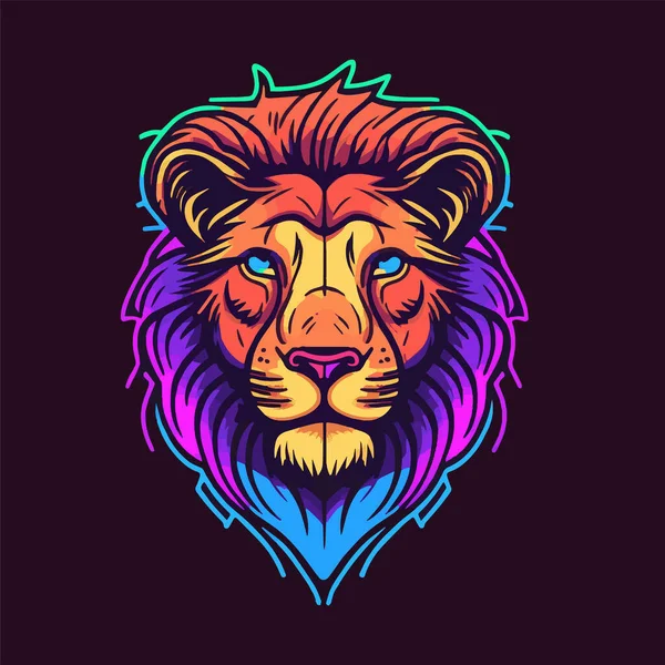 Lion Head Face Logo Badge Illustration Icon Mascot — Stock Vector