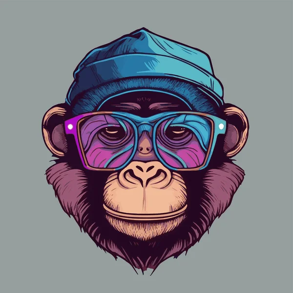 Ilustração Rosto Cabeça Macaco Para Mascote Logotipo Cartaz Distintivo Ícone —  Vetores de Stock