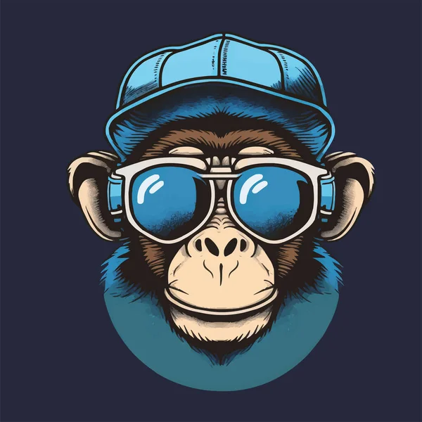 Maskot Logo Için Maymun Kafalı Surat Tasviri Nek Şempanze Simge — Stok Vektör