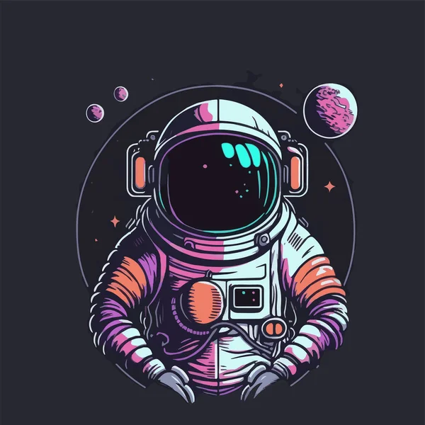 Astronaut Rymden Tecknad Illustration För Logotyp Eller Maskot — Stock vektor