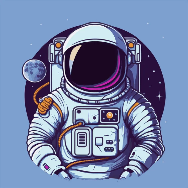 Űrhajós Űrbe Rajzfilm Illusztráció Logó Vagy Kabala — Stock Vector