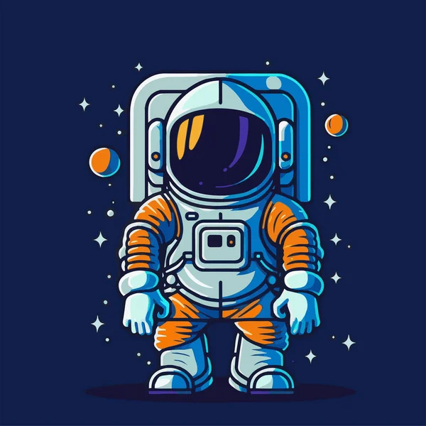 Astronauta Espaço Desenhos Animados Ilustração Para Logotipo Mascote —  Vetores de Stock