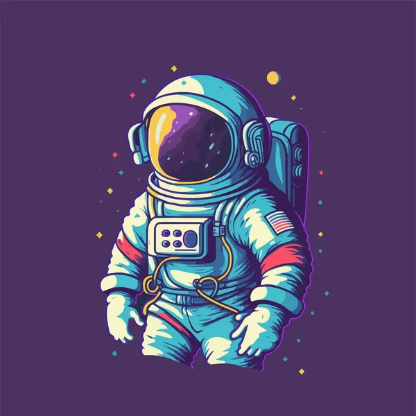 Astronaut Space Cartoon Illustration Logo Mascot — Stock Vector