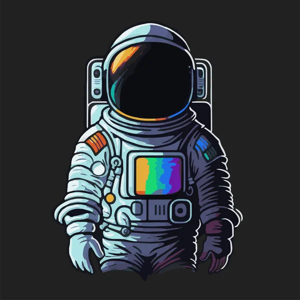 Uzay Çizgi Filmine Astronot Logosu Veya Maskotu — Stok Vektör