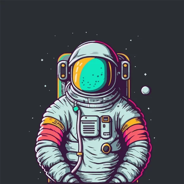 Astronaut Vesmírné Kreslené Ilustrace Pro Logo Nebo Maskota — Stockový vektor