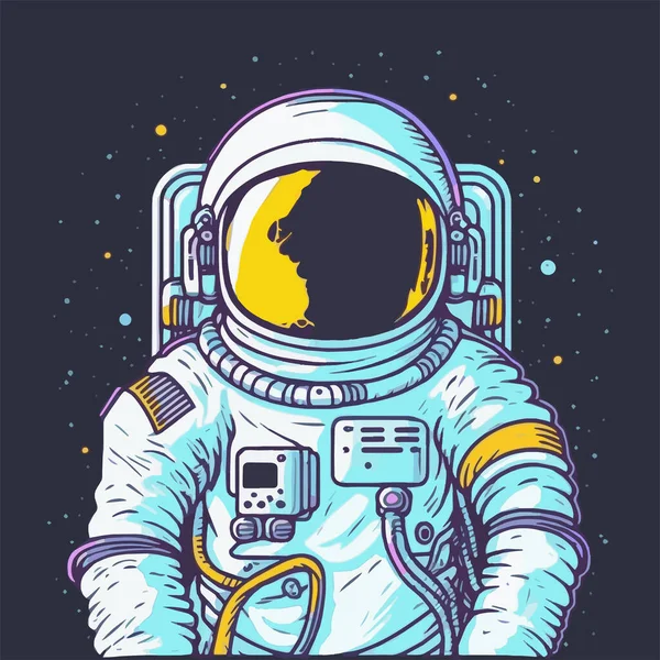 Astronauta Espacio Ilustración Historieta Para Logotipo Mascota — Vector de stock