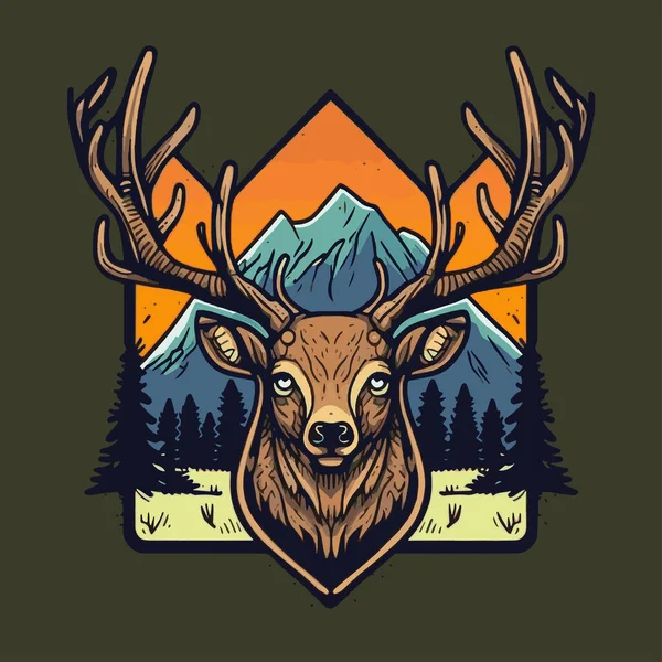 海报设计的鹿头吉祥物标志图解 — 图库矢量图片