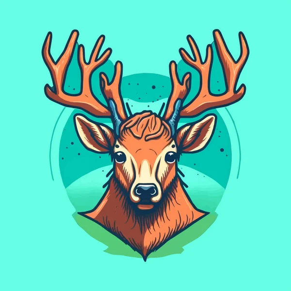 ポスターデザインのための鹿頭マスコットのロゴイラスト — ストックベクタ