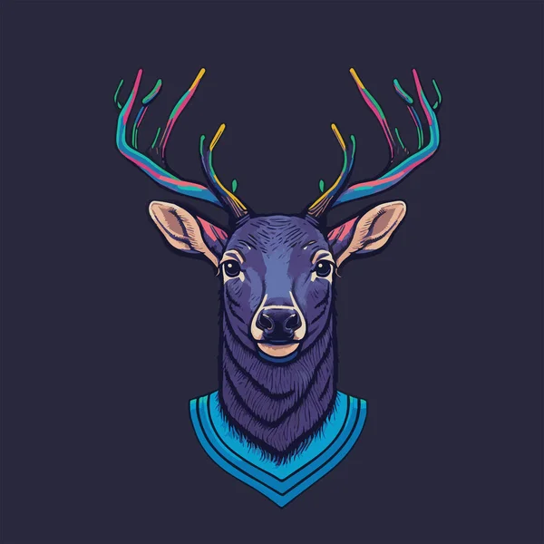 Deer Head Mascot Logo Illustration Poster Design — Stock Vector