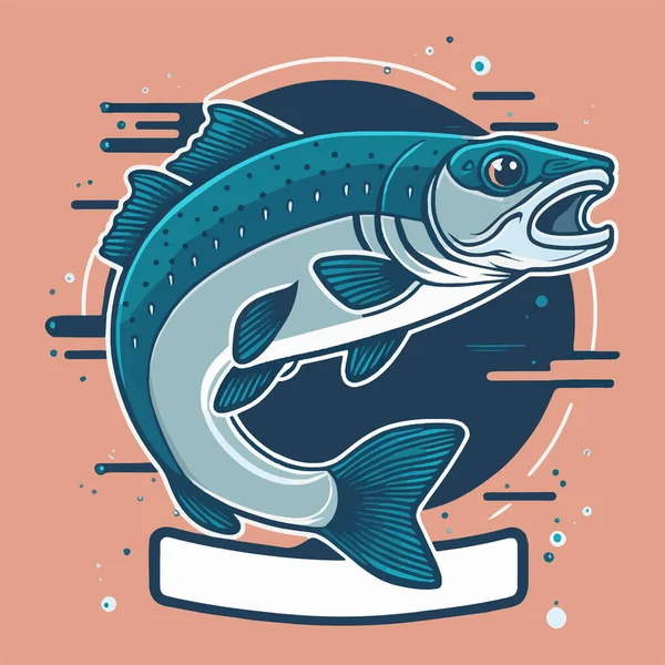 サーモンフィッシュベクトルデザインロゴテンプレート シーフードレストランのアイデア 釣りポスターデザインのアイデア — ストックベクタ