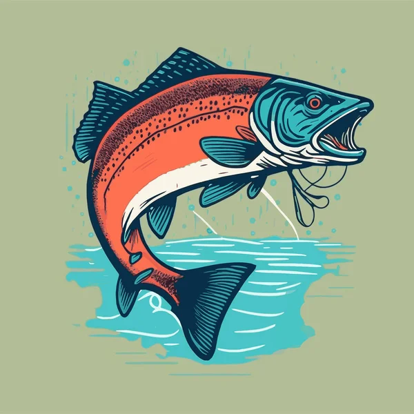 Mall För Utformning Logotypen För Laxvektorer Restaurangidén Skaldjur Fiskar Affischdesign — Stock vektor
