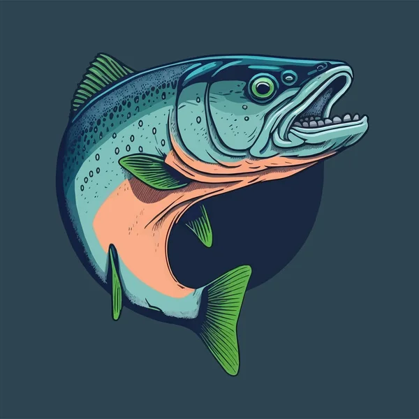 Plantilla Diseño Vectores Salmon Fish Idea Restaurante Mariscos Idea Diseño — Vector de stock
