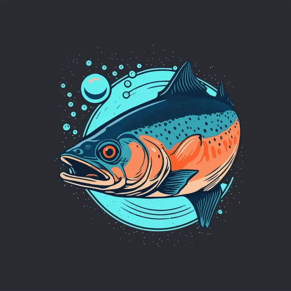 Plantilla Diseño Vectores Salmon Fish Idea Restaurante Mariscos Idea Diseño — Archivo Imágenes Vectoriales