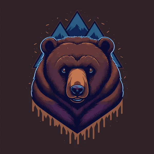 Πολύχρωμο Κεφάλι Αρκούδας Εικονογράφηση Για Λογότυπο Έμβλημα Εικονίδιο — Διανυσματικό Αρχείο