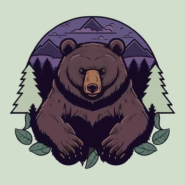 色彩艳丽的熊头图解 用于标识 徽章或图标 — 图库矢量图片