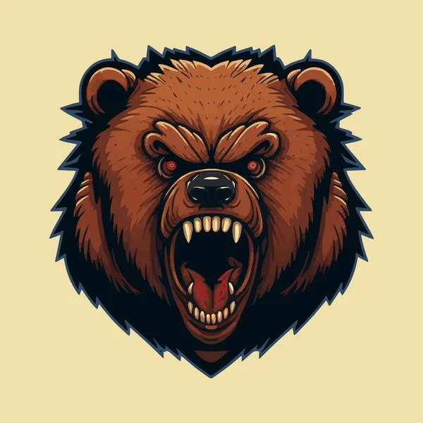 Барвиста Голова Ведмедя Ілюстрація Логотипу Емблеми Або Піктограми Сток Векторні — стоковий вектор