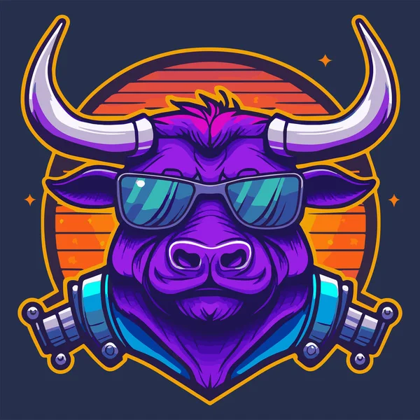 Illustration Bull Head Logo Mascot Design Buffalo Face Vector Design — Stock Vector