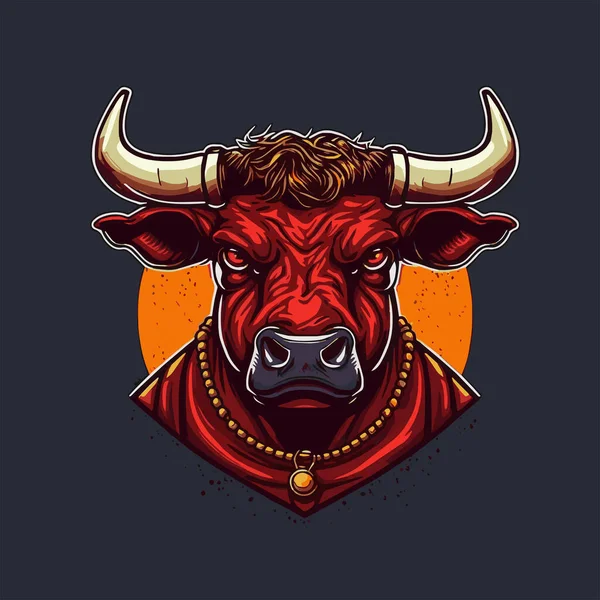 Illustration Bull Huvud Logotyp Maskot Design Buffalo Ansiktsvektor Design — Stock vektor